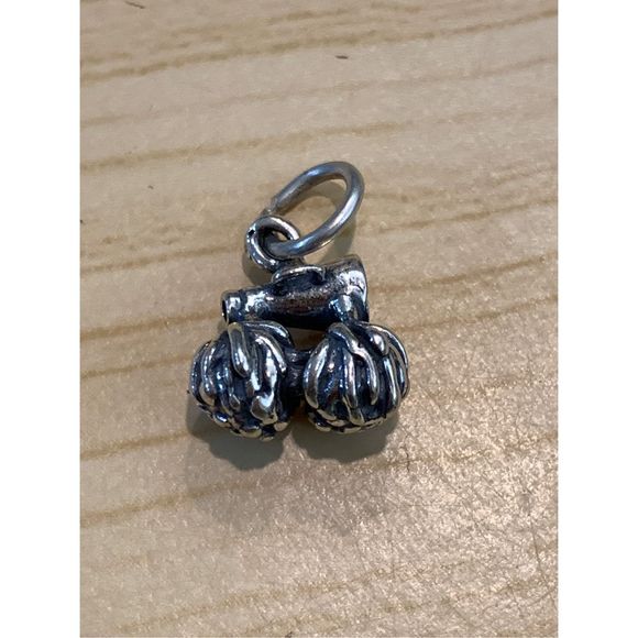 Pom Poms with Small Megaphone Sterling Silver Jewelry Charm #cheerleader - Picture 2 of 3
